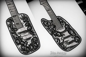 Bass guitar wrapped with vines tattoo idea