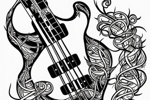 Bass guitar wrapped with vines tattoo idea