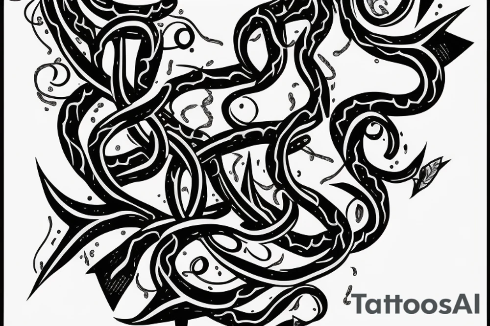 Bass guitar wrapped with vines tattoo idea