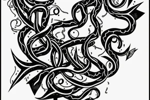 Bass guitar wrapped with vines tattoo idea