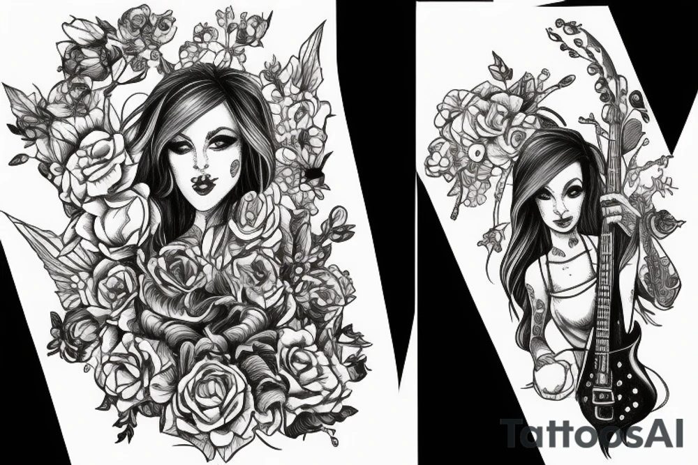 Female ET playing bass tattoo idea