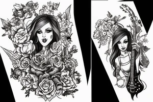 Female ET playing bass tattoo idea