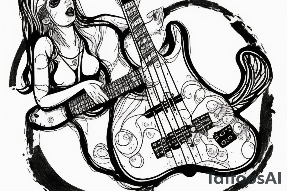 Female ET playing bass tattoo idea