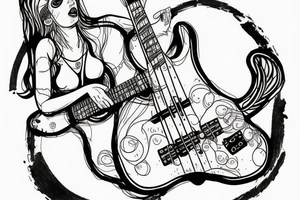 Female ET playing bass tattoo idea