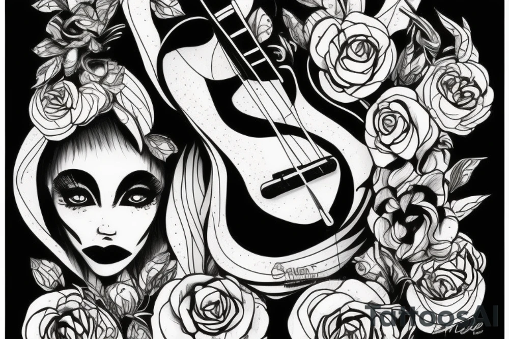 Female ET playing bass tattoo idea