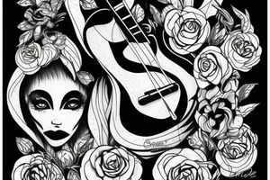 Female ET playing bass tattoo idea