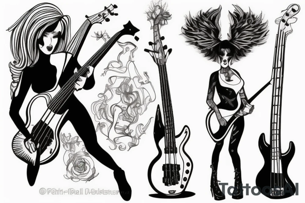 Female ET playing bass tattoo idea