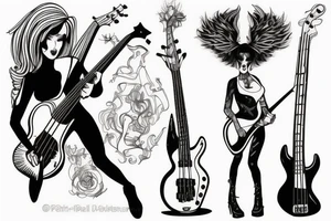 Female ET playing bass tattoo idea