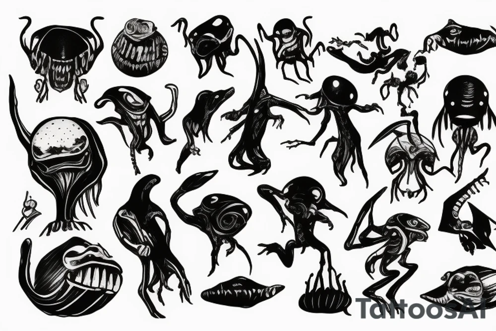 Alien playing bass tattoo idea
