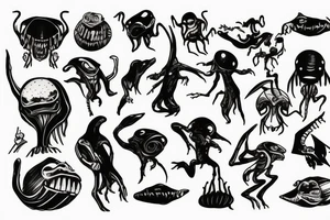 Alien playing bass tattoo idea