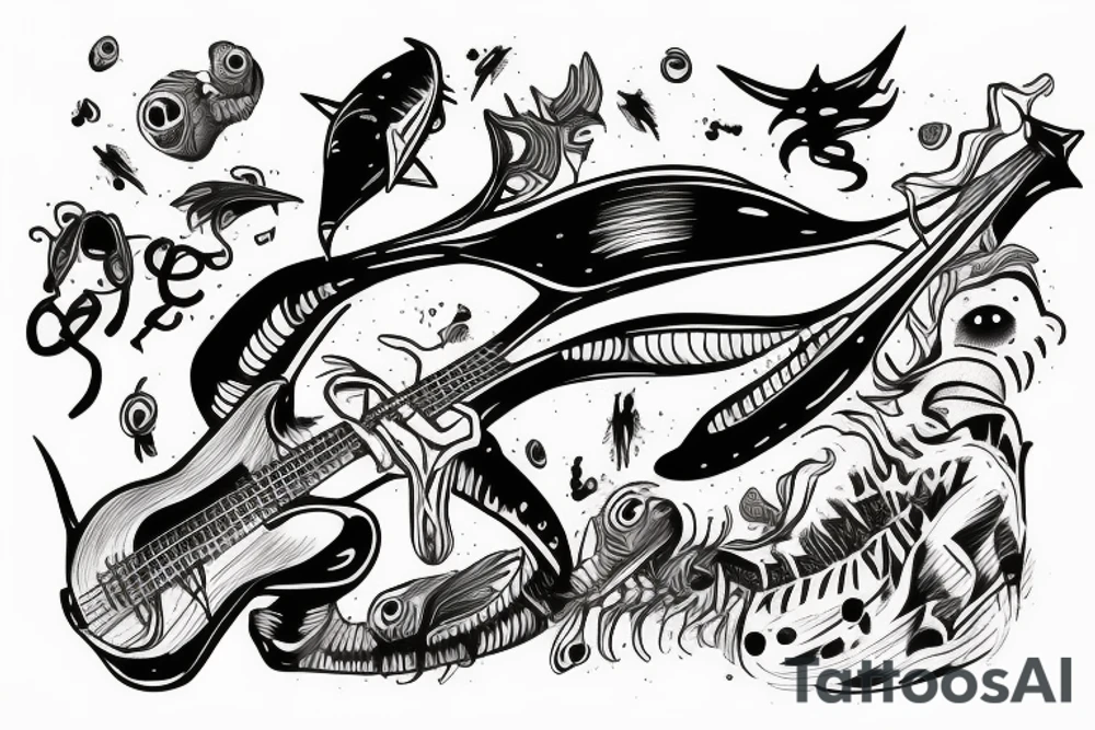 Alien playing bass tattoo idea