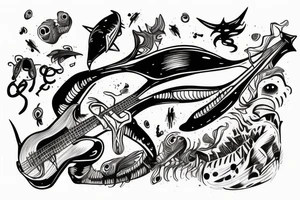 Alien playing bass tattoo idea