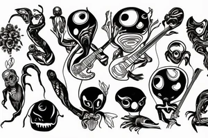 Alien playing bass tattoo idea