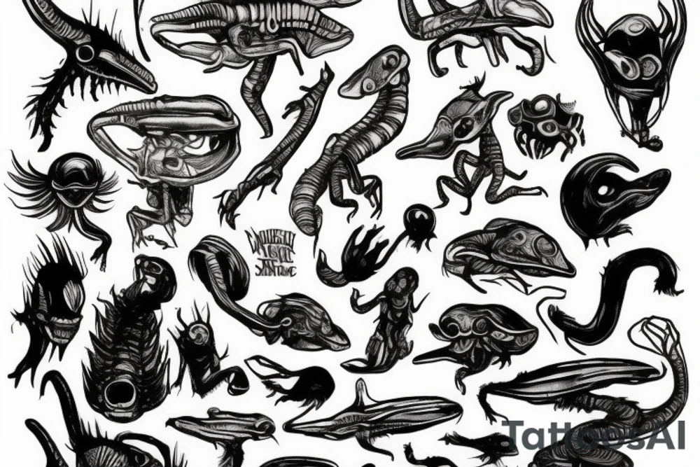 Alien playing bass tattoo idea
