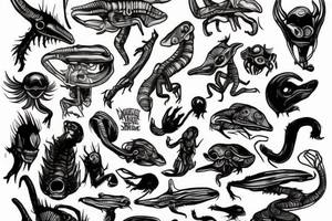 Alien playing bass tattoo idea