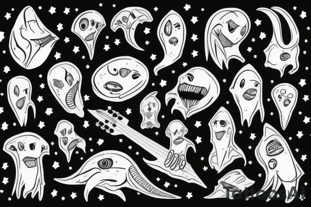 Alien playing bass tattoo idea