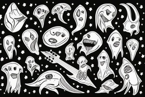 Alien playing bass tattoo idea