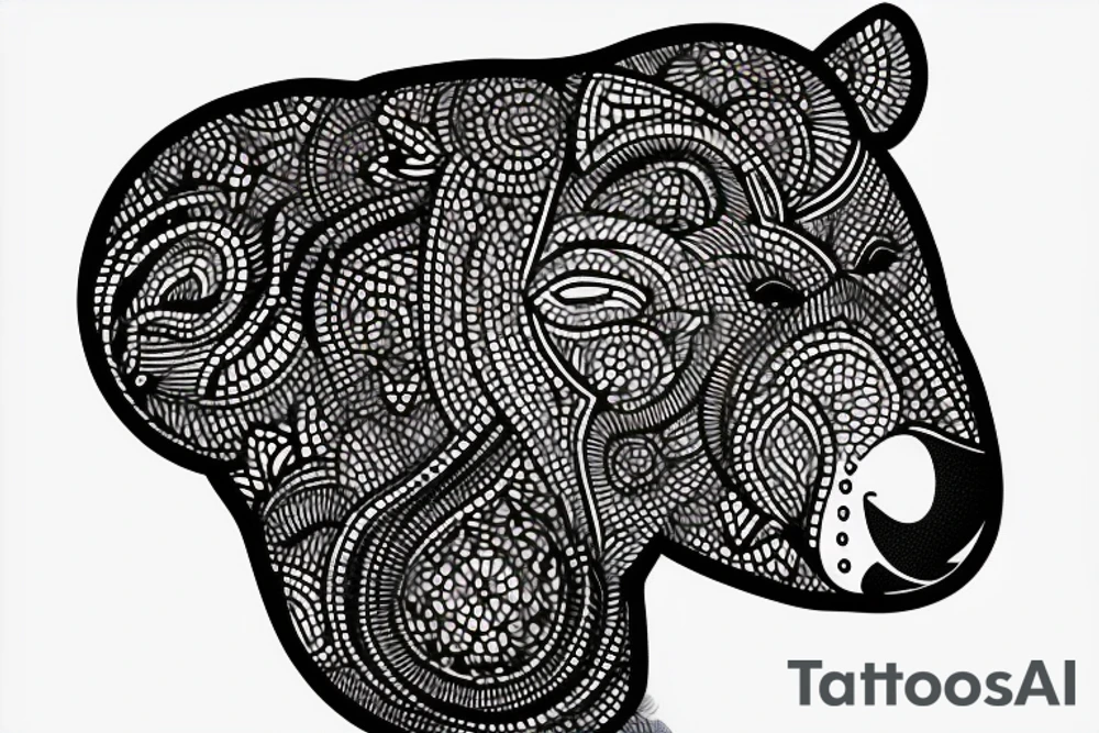 Cute Tapir Head Simple tattoo idea