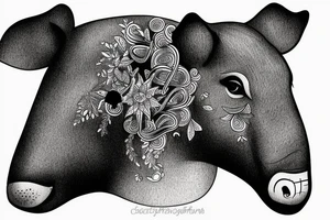 Cute Tapir Head Simple tattoo idea