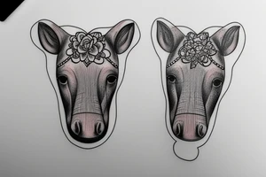 Cute Tapir Head Simple tattoo idea