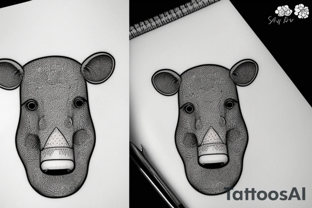 Cute Tapir Head Simple tattoo idea