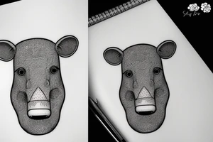 Cute Tapir Head Simple tattoo idea