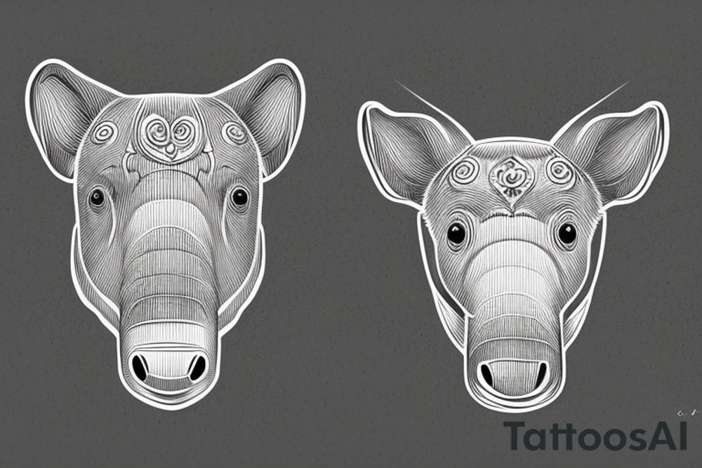 Cute Tapir Head Simple tattoo idea