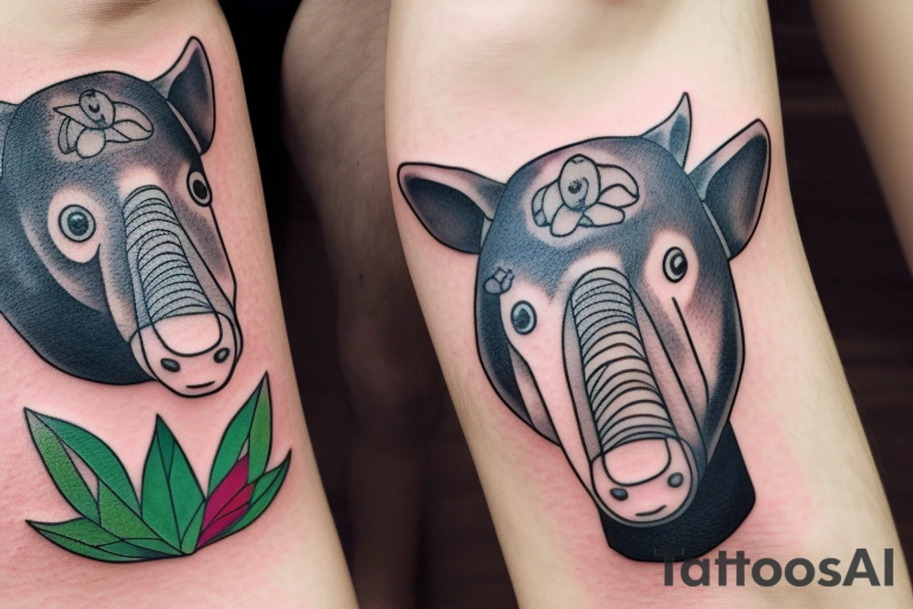 Cute Tapir Head Simple tattoo idea