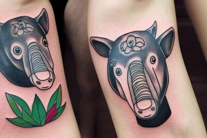 Cute Tapir Head Simple tattoo idea
