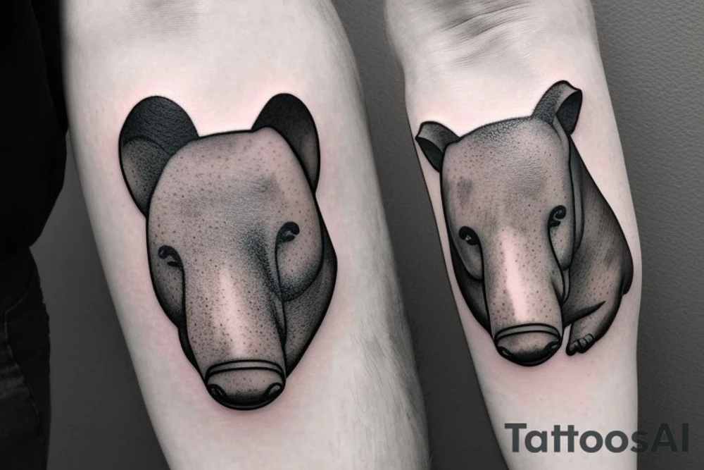 Simple Cute Tapir tattoo idea