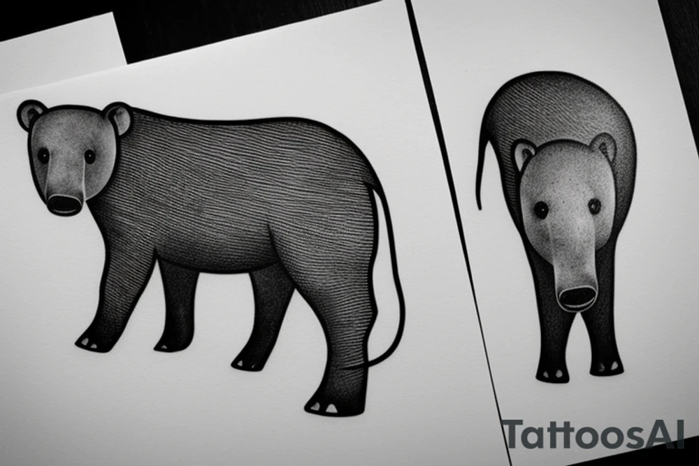 Simple Cute Tapir tattoo idea
