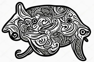 Tapir head with plants below tattoo idea