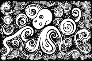 Sparkly Octopus Under The Sea With Bubbles Mural tattoo idea