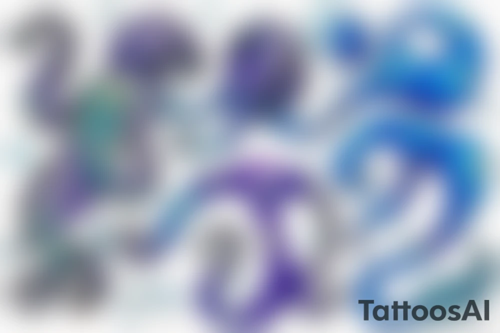 Sparkly Blue Ringed Octopus Under The Sea With Bubbles tattoo idea