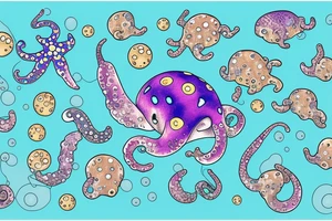 Sparkly Blue Ringed Octopus Under The Sea With Bubbles tattoo idea