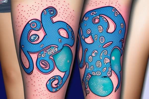 Sparkly Blue Ringed Octopus Under The Sea With Bubbles tattoo idea