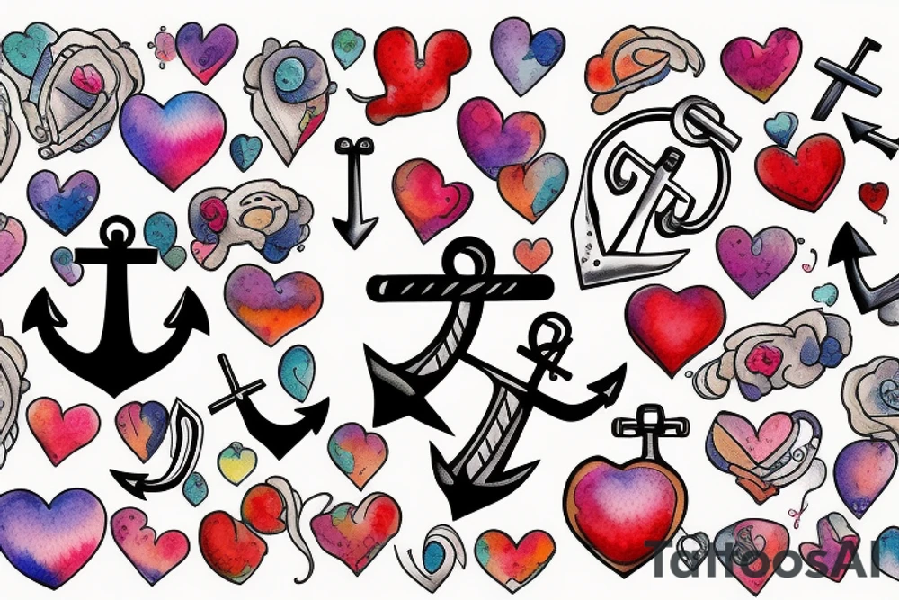 anchor heart family tattoo idea