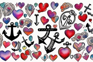 anchor heart family tattoo idea