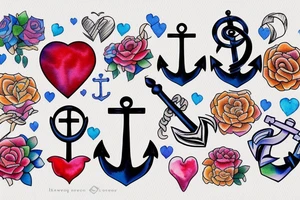 anchor heart family tattoo idea