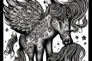 Unicorn with a factory pipe instead horn tattoo idea