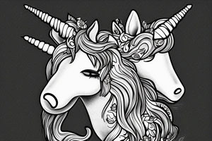 Unicorn with a factory pipe instead horn tattoo idea