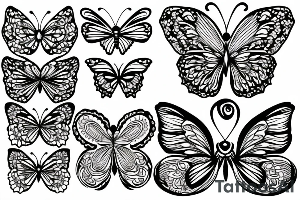 butterfly with two flower tattoo idea