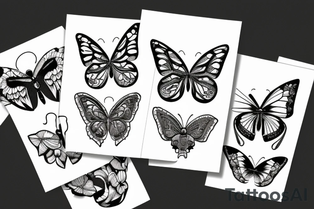 butterfly with two flower tattoo idea