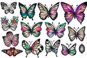 butterfly with two flower tattoo idea
