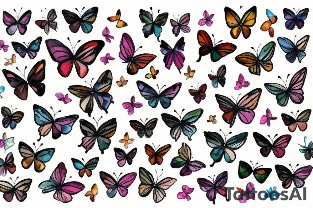 butterfly with two flower tattoo idea