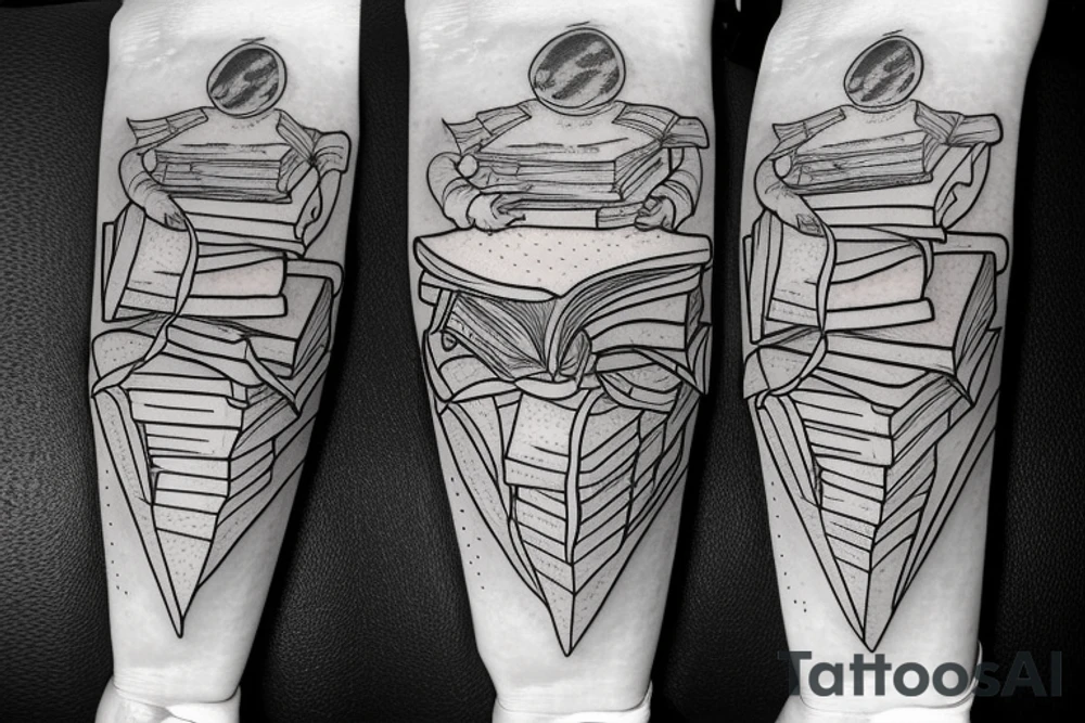 Astronaut With books tattoo idea