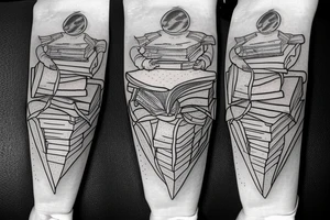 Astronaut With books tattoo idea