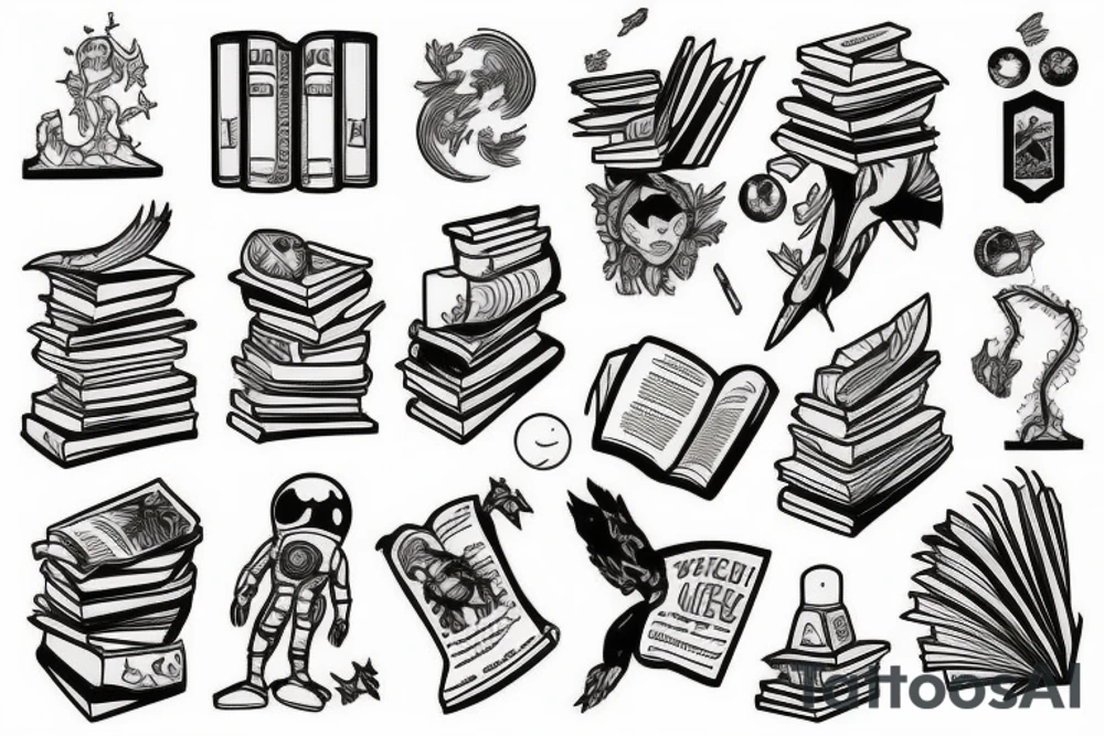 Astronaut With books tattoo idea