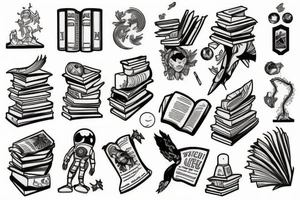 Astronaut With books tattoo idea