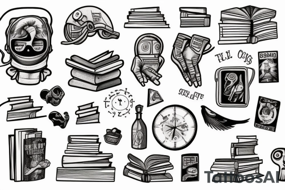 Astronaut With books tattoo idea